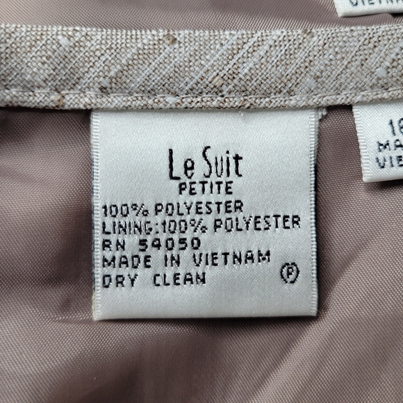 Le Suit Skirt Suit Size 16P Heather Brown Textured Button Pockets Back Zip Lined - Picture 9 of 10